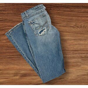 Vintage Distressed BKE Womens Flattering Curvy Boot-Cut Jeans 30/33